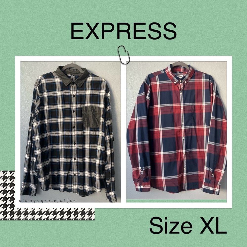 Men Express Button Down Shirts Size XL - 2 Pack